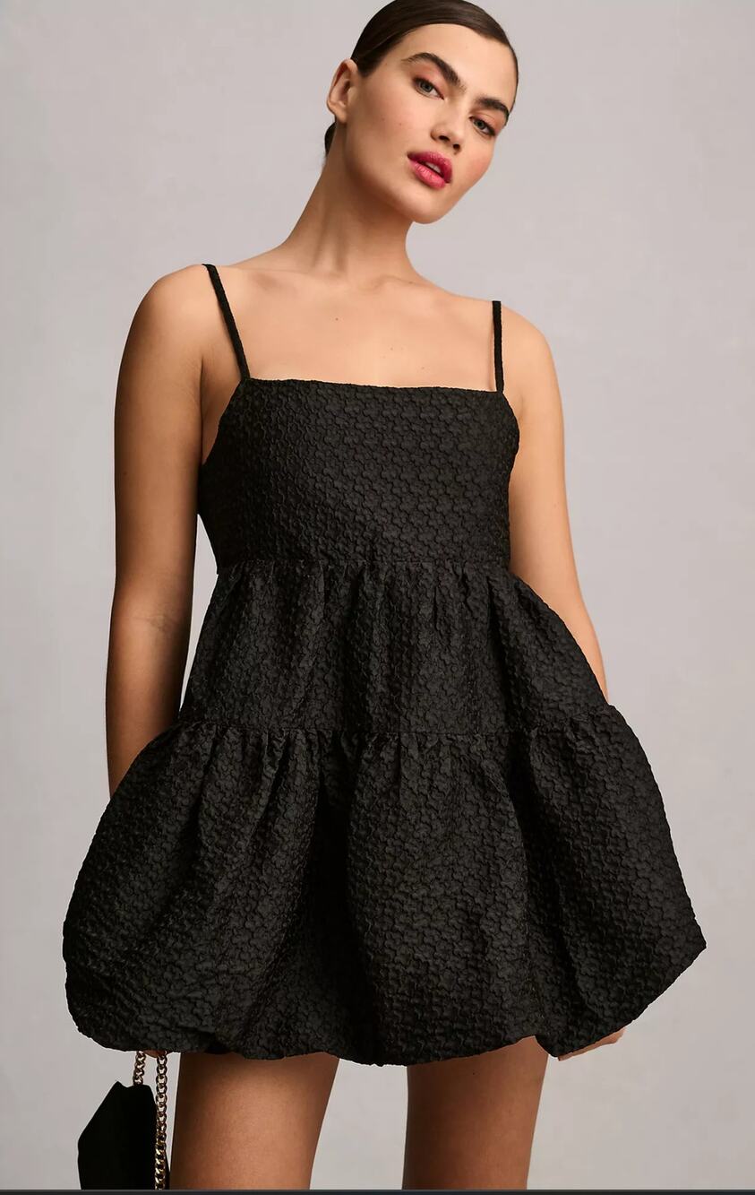 NWT Aureta x Anthropologie Black Bubble-Hem Mini Dress - Size Small